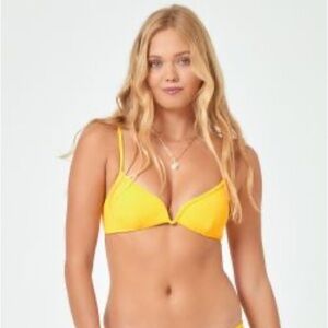 L*Space Helena Bikini Top in Sunshine Gold Size Large